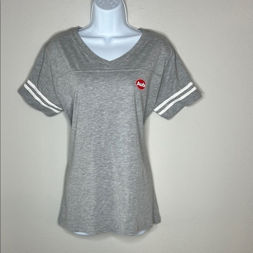 Women's Gray V-Neck Tee with AUDI Logo